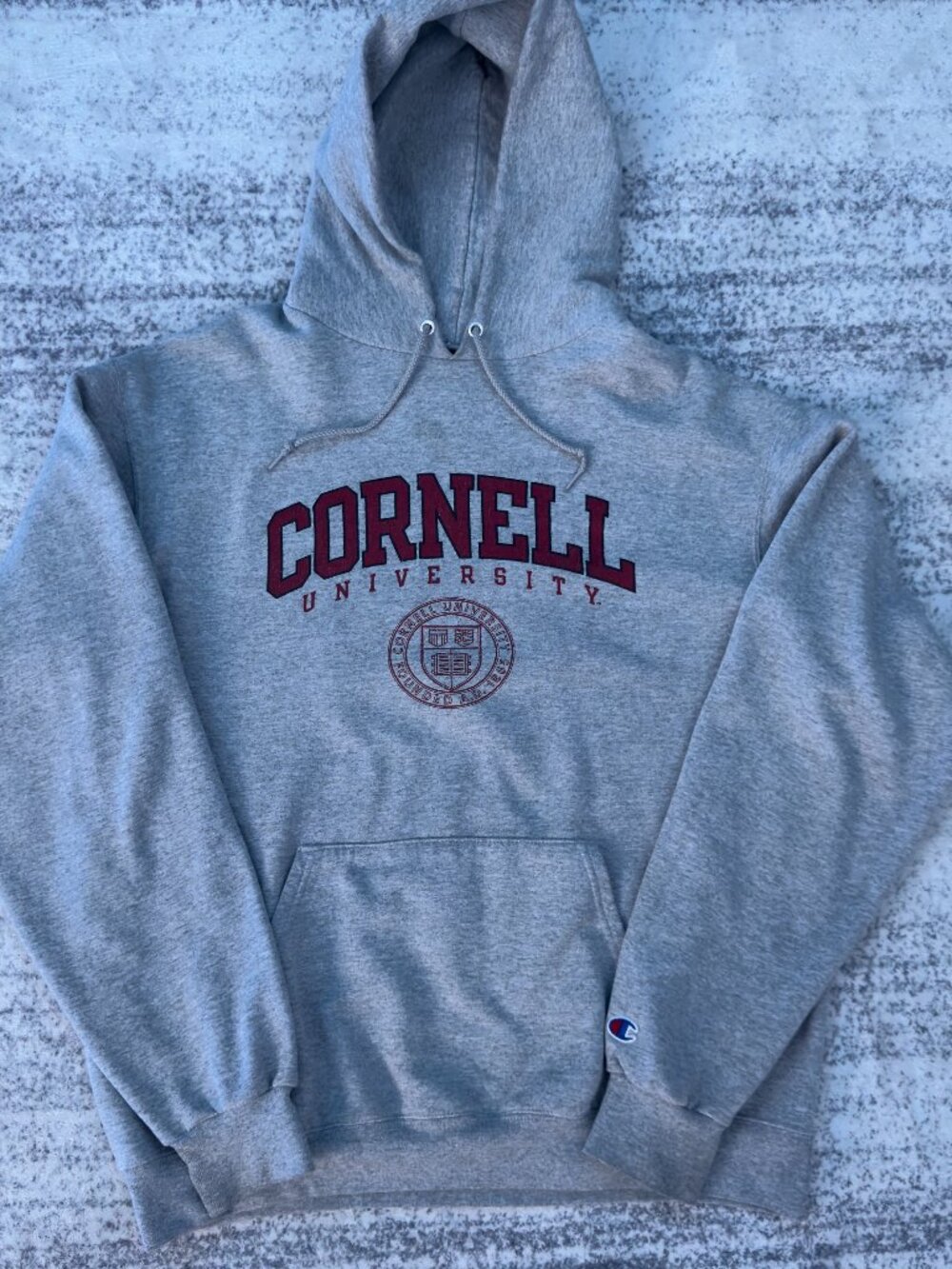 Vintage Cornell University Hooded Sweatshirt Grey Champion Eco Fleece XL